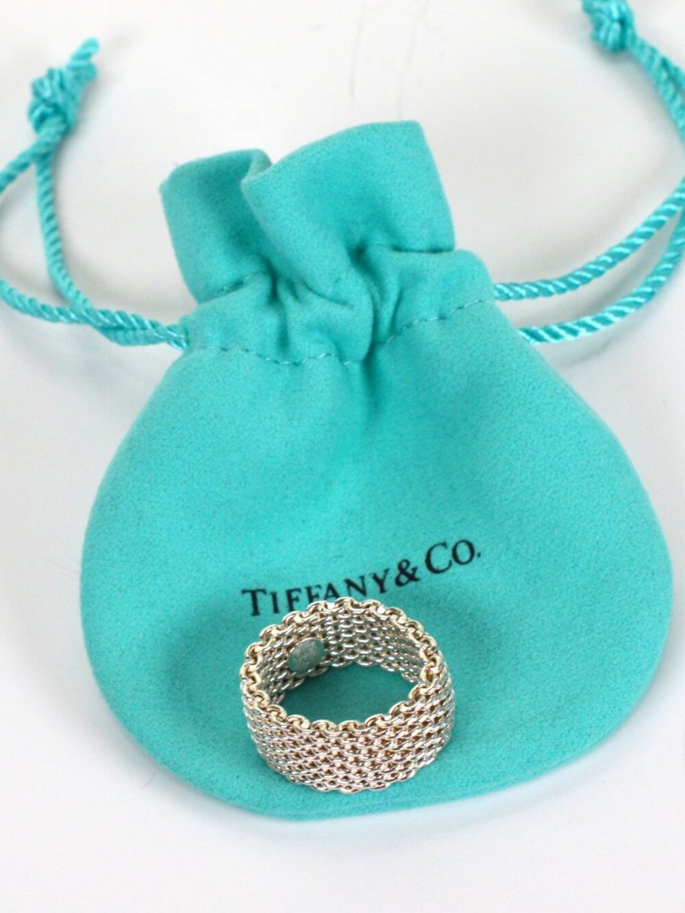 Tiffany & Co. Iconic Somerset Mesh Ring 9.5MM Wide Size 7 .5